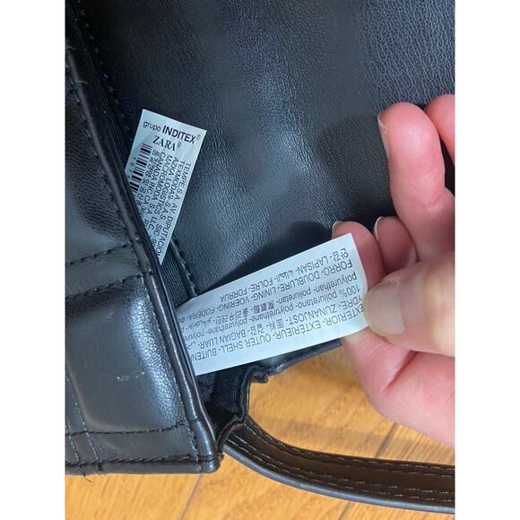 ZARA Small Studded Quilted Black Faux Leather Flap Crossbody Bag - Picture 6 of 10